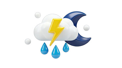 3D Weather Icon: Stormy Night