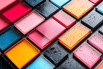 Colorful Water Droplet Covered Makeup Eyeshadow Palettes in Bright Shades