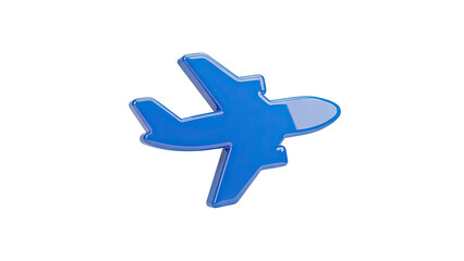 Obraz premium 3D Blue airplane icon on transparent background