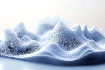Abstract Blue Digital Terrain Model with Mesh Structure and Mountainous Peaks for Technology and Innovation Concepts