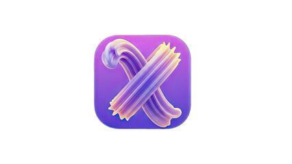 3D X Mark on a Purple Background