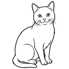 Obraz premium Domestic Shorthair Cat Sitting Vector Line Art Coloring Page