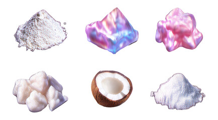 Fototapeta premium Isolated Futuristic Samples of Specialty Flour on Transparent Background