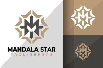 Letter M Mandala Star Logo Design Element Stock Vector Illustration Template