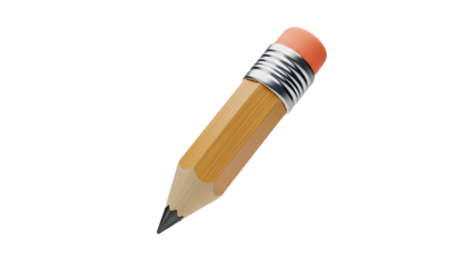 Pencil with eraser on transparent background