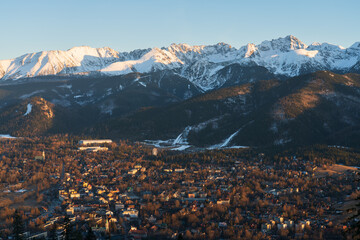 Tatras mounains and The Great Krokiew Ski Jumping Hill in Zakopane. Poland