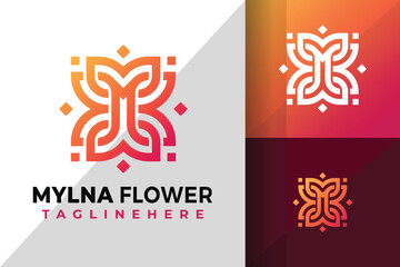 Letter M Flower Colorful Logo Logos Design Element Stock Vector Illustration