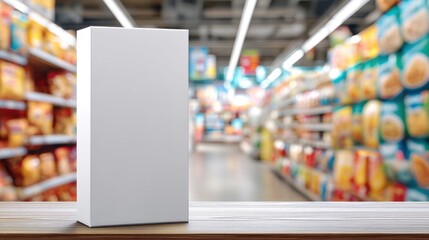Blank Product Packaging Box in Grocery Store