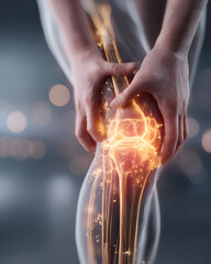 Hands applying pressure to a knee