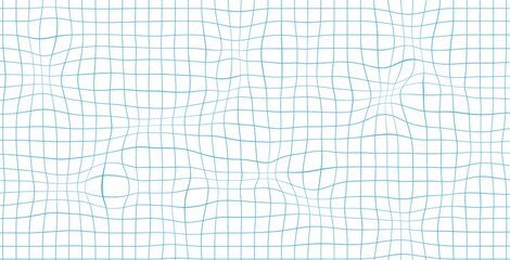 Minimalist distorted wireframe, grid check notebook wavy lines illustration background