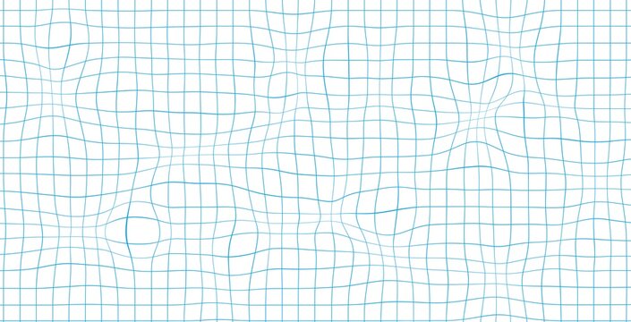 Minimalist distorted wireframe, grid check notebook wavy lines illustration background