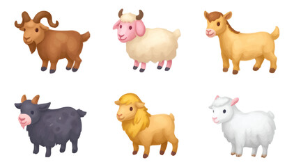 Fototapeta premium Charming and Soft Stylized Goats on Transparent Background for Countryside Illustration