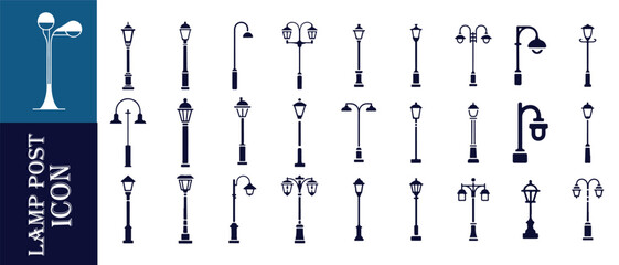 Set of black street light icons isolated on white background flat vector illustration for design © MD.RAHIM