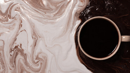 Coffee cup on marbled background