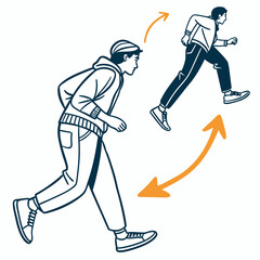 Growth progress motivation success improvement achievement dynamic illustration shows motivated man stepping upward with