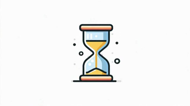 A cartoon-style illustration of an hourglass with golden sand flowing, symbolizing time passing.