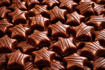 Fototapeta premium Star shaped milk chocolate candies background
