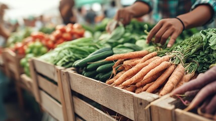 Close-up of fresh carrots and vegetables at a farmer's market