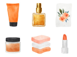 Elegant Collection of Feminine Beauty Products on Transparent Background