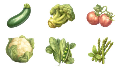 Fresh Assortment of Hyper-Realistic Vegetables Isolated on Transparent Background