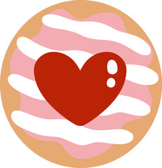 cute valentines heart love cookies biscuit dessert vector cartoon illustration