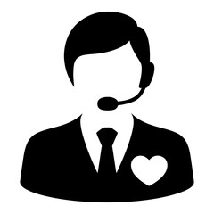 Customer Support Service Silhouette Icon Vector Isolated on White