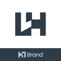 Modern Geometric Letter LH or UH or H1 Monogram Logo, with two backgrounds. 