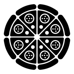 delicious full Pizza icon Silhouette vector style on white background