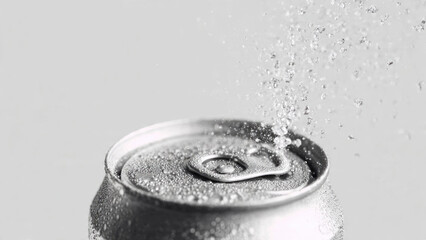 Refreshing Soda Can with Water Droplets