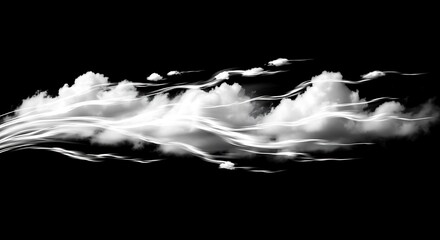 White wisps of smoke trail across dark background.