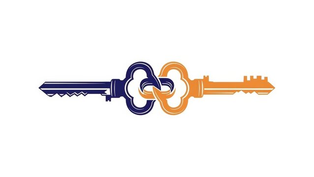 Two Interlocked Keys Symbolizing Connection and Security. - Powered by Adobe