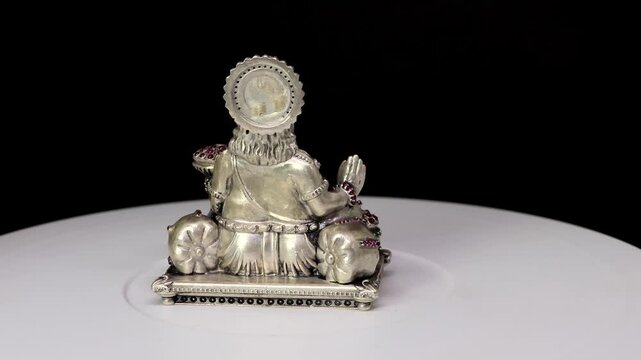 Silver Idol of Kuber Devta | Lord Kubera Hindu God of Wealth and Prosperity, Sacred Deity Sculpture Symbolizing Abundance, Success, Financial Growth, and Divine Protection in Indian Religious Art