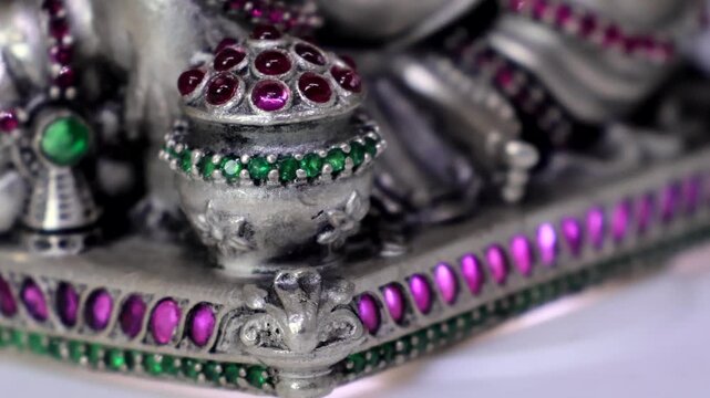 Silver Idol of Kuber Devta | Lord Kubera Hindu God of Wealth and Prosperity, Sacred Deity Sculpture Symbolizing Abundance, Success, Financial Growth, and Divine Protection in Indian Religious Art