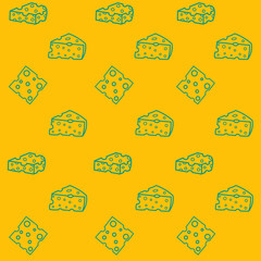 Cheese doodle pattern background. Cheese Seamless Pattern. Cheese background pattern. Hand drawn of outline