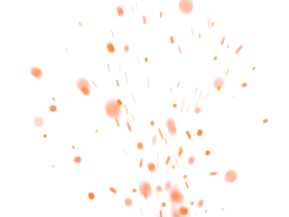 Fire Sparkle Overlay. Glowing Ember Sparks Isolated on Transparent Background. Burn Light Effect.