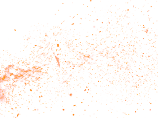 Fire Sparkle Overlay. Glowing Ember Sparks Isolated on Transparent Background. Burn Light Effect.