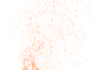 Fire Sparkle Overlay. Glowing Ember Sparks Isolated on Transparent Background. Burn Light Effect.