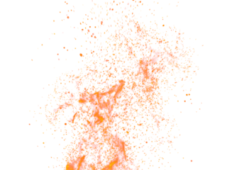 Fire Sparkle Overlay. Glowing Ember Sparks Isolated on Transparent Background. Burn Light Effect.
