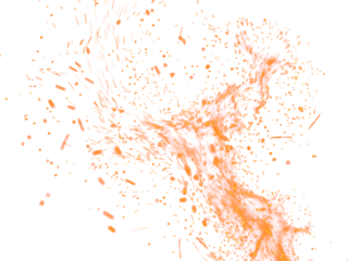 Fire Sparkle Overlay. Glowing Ember Sparks Isolated on Transparent Background. Burn Light Effect.