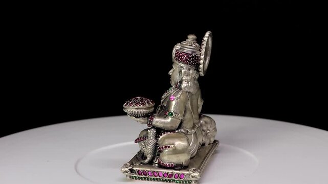 Silver Idol of Kuber Devta | Lord Kubera Hindu God of Wealth and Prosperity, Sacred Deity Sculpture Symbolizing Abundance, Success, Financial Growth, and Divine Protection in Indian Religious Art