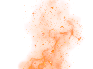 Fire Sparkle Overlay. Glowing Ember Sparks Isolated on Transparent Background. Burn Light Effect.
