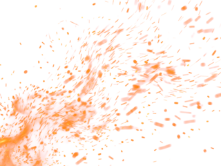 Fire Sparkle Overlay. Glowing Ember Sparks Isolated on Transparent Background. Burn Light Effect.