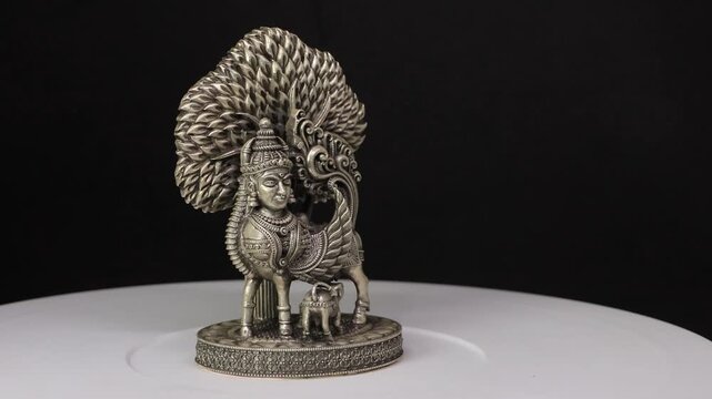 Kamadhenu Cow with Wings | Divine Wish-Fulfilling Cow in Hindu Mythology Symbolizing Prosperity, Abundance, Spiritual Upliftment, and Sacred Protection in Traditional Indian Religious Art