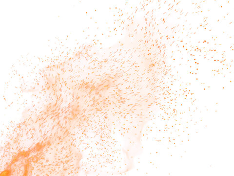 Fire Sparkle Overlay. Glowing Ember Sparks Isolated on Transparent Background. Burn Light Effect.