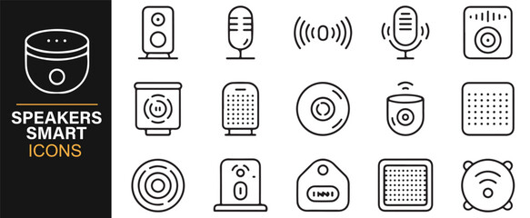 Smart speaker and wireless audio line icons