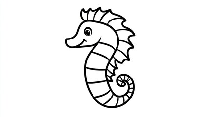 Fototapeta premium Cute cartoon seahorse coloring page, fun for kids