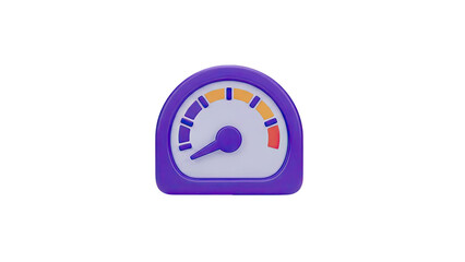 3D Speedometer Icon on transparent background