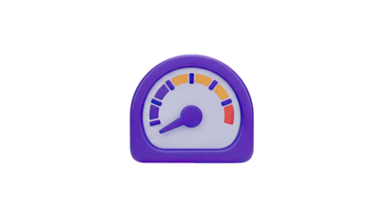 3D Speedometer Icon on transparent background