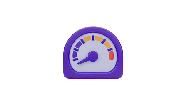 3D Speedometer Icon on transparent background - Powered by Adobe