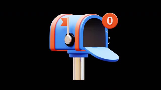 Inbox Empty looping animation, transparent background. Best for Email notification animation..
